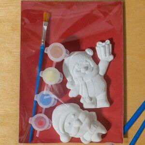 DIY Paint-Your-Own Christmas Figurine Kit –christmas Bear & Santa – Craft Set